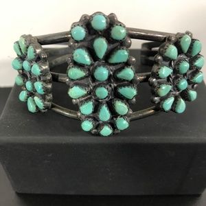 Turquoise and Sterling Petit Point Bracelet